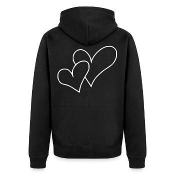 Émoji de coeur esquisse - Veste à capuche bio Premium Unisexe - noir - Dos - Nico (187cm)