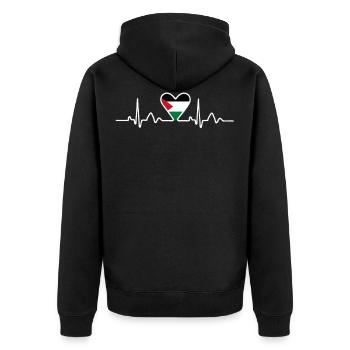 Palästina - Unisex Premium Bio Zip Hoodie - Schwarz - Hinten - Nico (187cm)