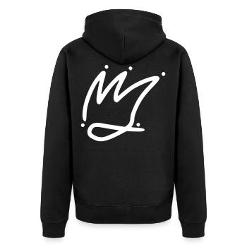 Emoji Krone Kronen Skizze weiß - Unisex Premium Bio Zip Hoodie - Schwarz - Hinten - Nico (187cm)