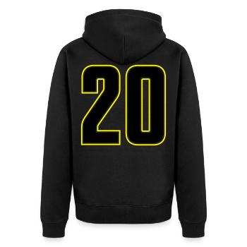 20 nombre - Veste à capuche bio Premium Unisexe - noir - Dos - Nico (187cm)