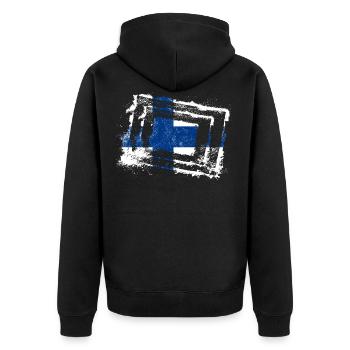 Finnland Flagge - Unisex Premium Bio Zip Hoodie - Schwarz - Hinten - Nico (187cm)