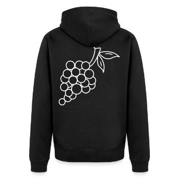 Raisin émoji fruit broder croquis blanc - Veste à capuche bio Premium Unisexe - noir - Dos - Nico (187cm)