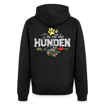 Die mit den Hunden geht - Unisex Premium Bio Zip Hoodie - Schwarz - Hinten - Nico (187cm)