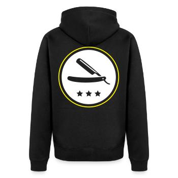 Lame de rasoir barber - Veste à capuche bio Premium Unisexe - noir - Dos - Nico (187cm)