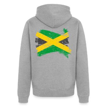Drapeau de la Jamaïque - Veste à capuche bio Premium Unisexe - gris chiné - Dos - Nico (187cm)