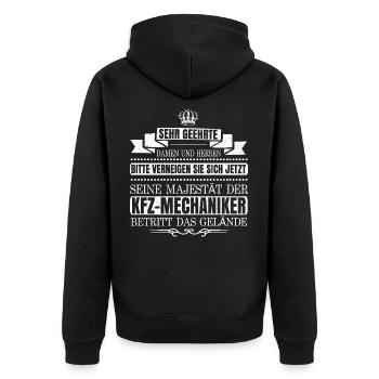 Kfz-Mechaniker Schrauber Mechaniker Schrauben - Unisex Premium Bio Zip Hoodie - Schwarz - Hinten - Nico (187cm)