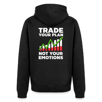 Stock Trading Trade Your Plan Not Your Emotions - Unisex Premium Organic Zip Hoodie - black - Back - Nico (187cm)