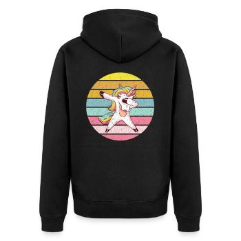 Dabbing unicorn - Unisex Premium Organic Zip Hoodie - black - Back - Nico (187cm)