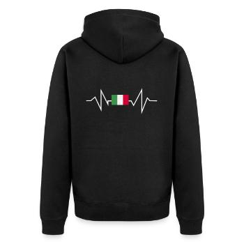 Italien Italiener Italienerin Herzschlag Geschenk - Unisex Premium Bio Zip Hoodie - Schwarz - Hinten - Nico (187cm)