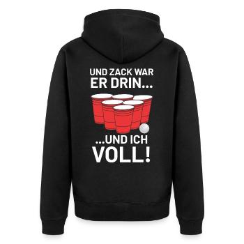 Bier - Unisex Premium Bio Zip Hoodie - Schwarz - Hinten - Nico (187cm)
