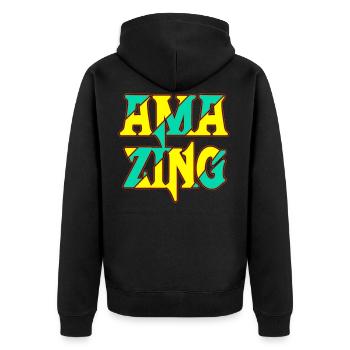 amazing bright - Unisex Premium Bio Zip Hoodie - Schwarz - Hinten - Nico (187cm)