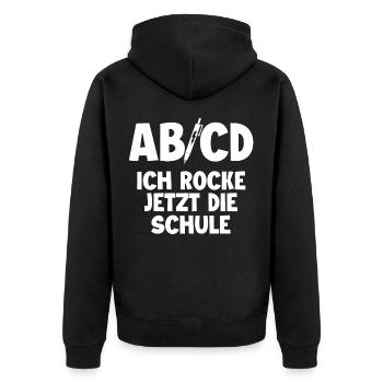 Einschulung Schulanfang - Unisex Premium Bio Zip Hoodie - Schwarz - Hinten - Nico (187cm)