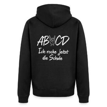 Einschulung Schulanfang - Unisex Premium Bio Zip Hoodie - Schwarz - Hinten - Nico (187cm)