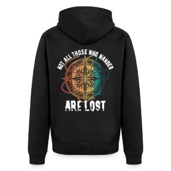 Not all those who wander are lost - Unisex Premium Organic Zip Hoodie - black - Back - Nico (187cm)