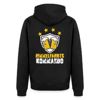 Bier - Unisex Premium Bio Zip Hoodie - Schwarz - Hinten - Nico (187cm)