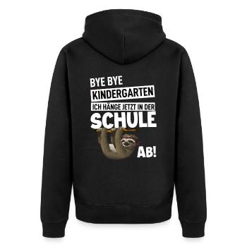Schulanfang - Unisex Premium Bio Zip Hoodie - Schwarz - Hinten - Nico (187cm)