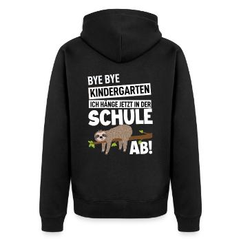 Schulanfang - Unisex Premium Bio Zip Hoodie - Schwarz - Hinten - Nico (187cm)