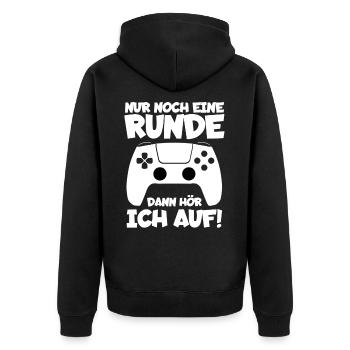 Gamer - Unisex Premium Bio Zip Hoodie - Schwarz - Hinten - Nico (187cm)