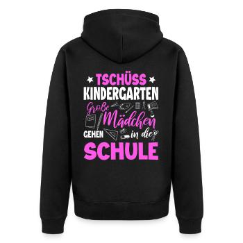 Schulanfang - Unisex Premium Bio Zip Hoodie - Schwarz - Hinten - Nico (187cm)
