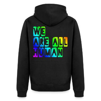 nous sommes tous humains - Veste à capuche bio Premium Unisexe - noir - Dos - Nico (187cm)