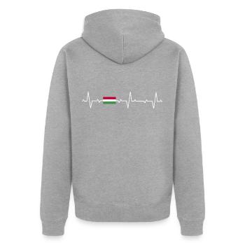 Hongrie Drapeau hongrois Hungary - Veste à capuche bio Premium Unisexe - gris chiné - Dos - Nico (187cm)