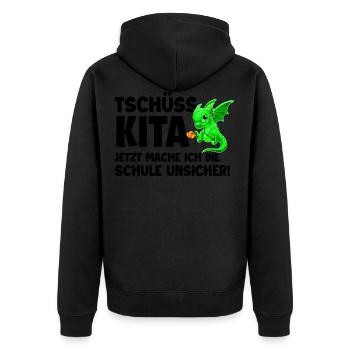 Schulanfang - Unisex Premium Bio Zip Hoodie - Schwarz - Hinten - Nico (187cm)
