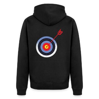 Bogenschießen Bogenschiessen Bogensport - Unisex Premium Bio Zip Hoodie - Schwarz - Hinten - Nico (187cm)