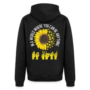 Soyez amical Positif Drôle T-shirt - Veste à capuche bio Premium Unisexe - noir - Dos - Nico (187cm)