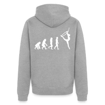 Aerial Hoop Lyra Zirkus Akrobatik Evolution - Unisex Premium Bio Zip Hoodie - Grau meliert - Hinten - Nico (187cm)