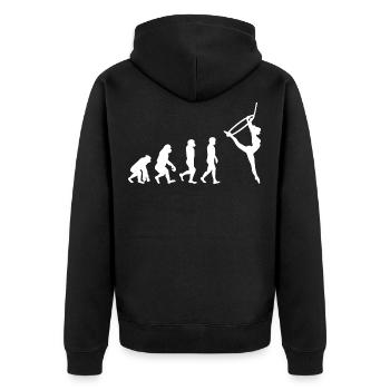 Aerial Hoop Lyra Zirkus Akrobatik Evolution - Unisex Premium Bio Zip Hoodie - Schwarz - Hinten - Nico (187cm)