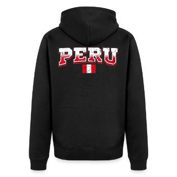 Peru Fan - Unisex Premium Bio Zip Hoodie - Schwarz - Hinten - Nico (187cm)
