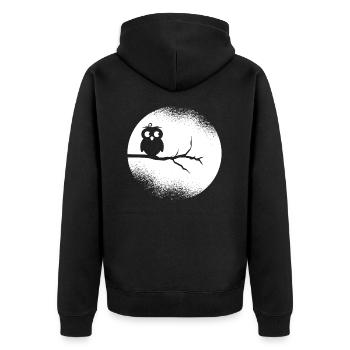 Eule Waldbewohner Eulen Vollmond - Unisex Premium Bio Zip Hoodie - Schwarz - Hinten - Nico (187cm)