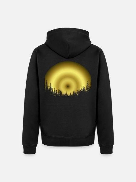 forest silhouette gold - Unisex Premium Organic Zip Hoodie - black