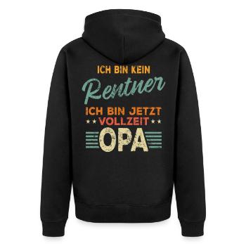 Ich bin kein Rentner ich bin jetzt Vollzeit Opa - Unisex Premium Bio Zip Hoodie - Schwarz - Hinten - Nico (187cm)