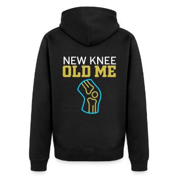 Lustige Knieoperation Neues Knie Altes Ich Rekonst - Unisex Premium Bio Zip Hoodie - Schwarz - Hinten - Nico (187cm)