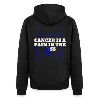 Darmkrebs ist ein Schmerz im Arsch Awareness Color - Unisex Premium Bio Zip Hoodie - Schwarz - Hinten - Nico (187cm)