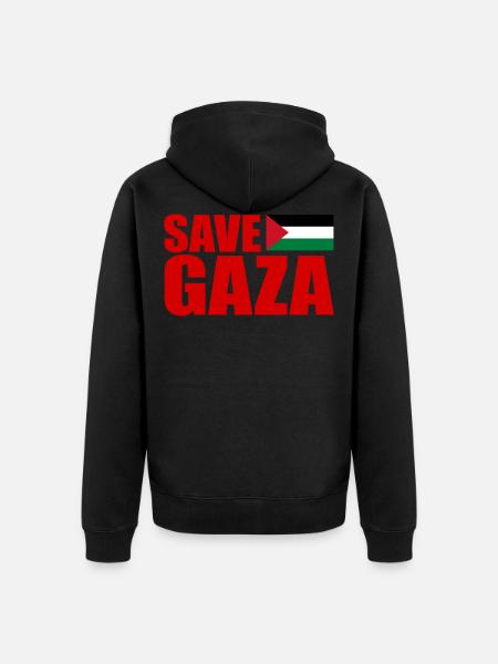 Save gaza - Unisex Premium Organic Zip Hoodie - black