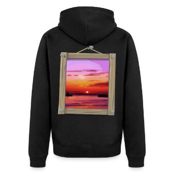dover sun - Unisex Premium Bio Zip Hoodie - Schwarz - Hinten - Nico (187cm)