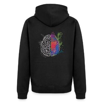 Gehirn Lernen Schlau Nachdenken Wissen - Unisex Premium Bio Zip Hoodie - Schwarz - Hinten - Nico (187cm)