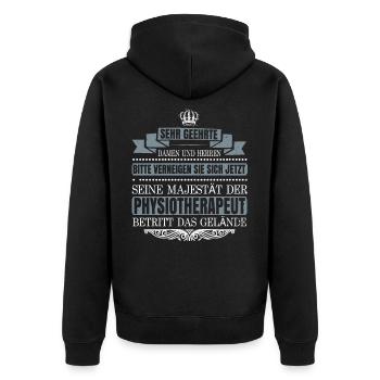 Physiotherapeut Physiotherapie Krankengymnastik - Unisex Premium Bio Zip Hoodie - Schwarz - Hinten - Nico (187cm)