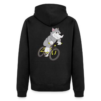 Mountain Bike Wolf - Unisex Premium Organic Zip Hoodie - black - Back - Nico (187cm)