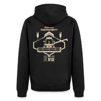 FORTSCHRITT Mähdrescher E 512 DDR ostalgie LPG - Unisex Premium Bio Zip Hoodie - Schwarz - Hinten - Nico (187cm)