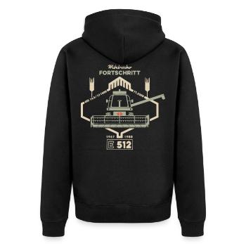 FORTSCHRITT E 512 DDR Mähdrescher - Unisex Premium Bio Zip Hoodie - Schwarz - Hinten - Nico (187cm)