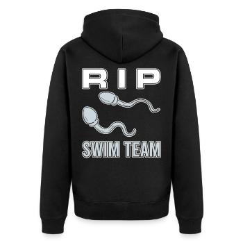 Funny Vasectomy RIP Swimming Team Surgery Humor - Unisex Premium Organic Zip Hoodie - black - Back - Nico (187cm)