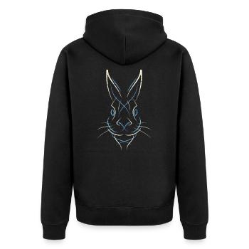 Hare - Unisex Premium Organic Zip Hoodie - black - Back - Nico (187cm)