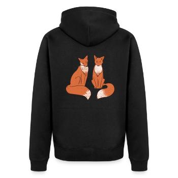 Fuchs Waldtiere Naturschützer Klimaschutz - Unisex Premium Bio Zip Hoodie - Schwarz - Hinten - Nico (187cm)
