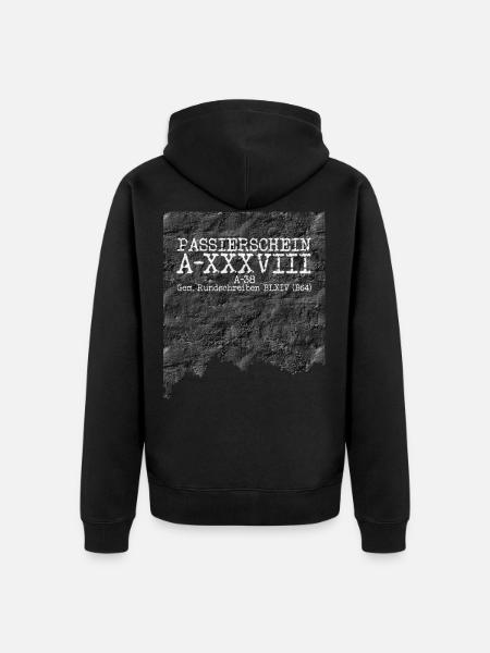 passierschein a38 weiss - Unisex Premium Bio Zip Hoodie - Schwarz