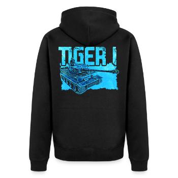 Deutscher Panzer Tiger 1 aus dem Zweiten Weltkrieg - Unisex Premium Bio Zip Hoodie - Schwarz - Hinten - Nico (187cm)
