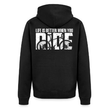 Cyclist - Unisex Premium Organic Zip Hoodie - black - Back - Nico (187cm)