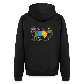 Kuh Kühe Landwirtschaft Bauernhof - Unisex Premium Bio Zip Hoodie - Schwarz - Hinten - Nico (187cm)